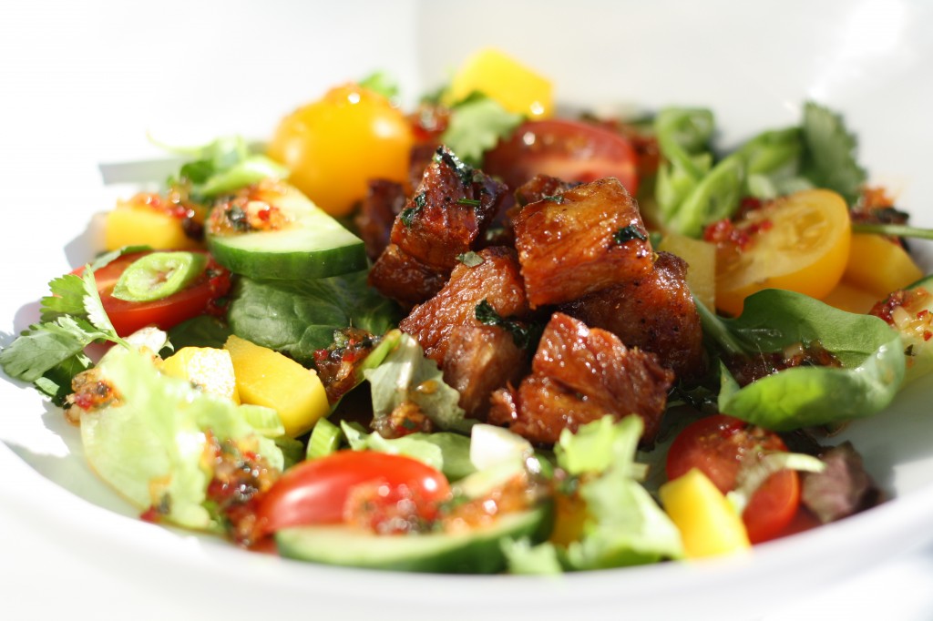 Gluten Free Sticky Pork Belly Salad