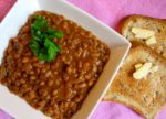 Homemade Baked Beans with Bacon on Gluten Free toast